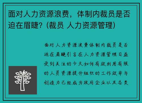 面对人力资源浪费，体制内裁员是否迫在眉睫？(裁员 人力资源管理)